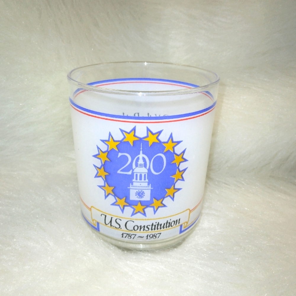 U.S. Constitution 200t Anniversary Bicentennial Rocks Glasses, set of 8, vintage